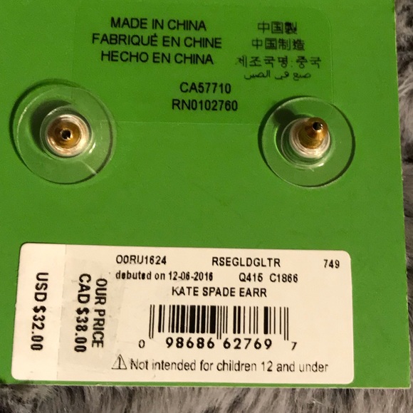 Kate Spade Glitter Drop Earrings NWT - Picture 3 of 3